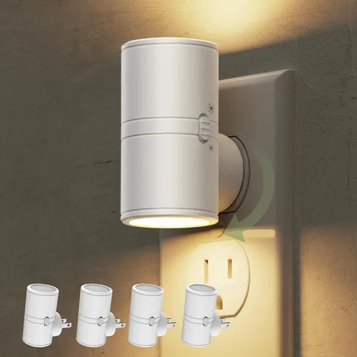 Vista 13 de L LOHAS LED Luz nocturna con sensor de movimiento, mini luces nocturnas activadas por movimiento, enchufar a la pared, luz giratoria con sensor