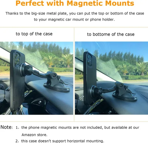 Vista 4 de GripBig Series - Funda para iPhone 12 y 12 Pro, placa de metal integrada para montaje magnético, funciona con cargadores certificados Qi, compatible