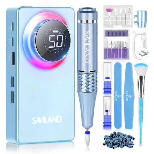 Vista 15 de SAVILAND Taladro Eléctrico para Uñas 50000 RPM: Lima Eléctrica Inalámbrica para Uñas Vida de Batería de 10 H Kit de Taladro Recargable para Uñas