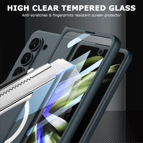 Vista 4 de NINKI Funda magnética para Samsung Galaxy Z Fold 5 con protector de pantalla integrado, funda protectora completa militar delgada para Galaxy Z Fold