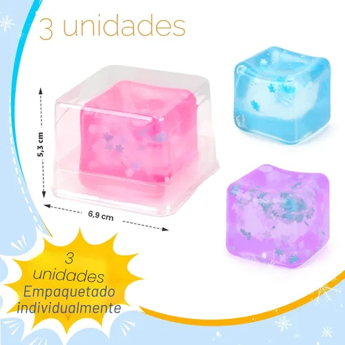 Vista 2 de Gretex Cubo de hielo Fidget Toy para todas las edades: paquete de 3 cubos suaves sensoriales Fidget cubo de hielo bola de estrés Squishy Cube