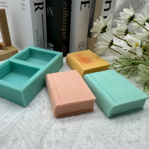 Vista 7 de Molde de jabón de silicona de dos libros, moldes de cera de vela hechos a mano, molde de silicona para pastel de mousse de chocolate, gelatina
