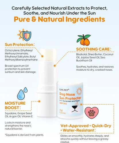 Vista 10 de Bálsamo protector solar para nariz de perro SPF 25 – Protección solar natural, segura para lamer con manteca de karité y espino cerval de mar