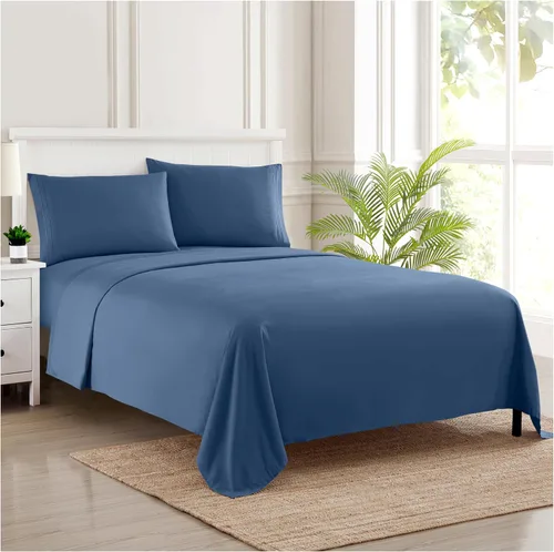 Vista 53 de Juego de sábanas extrasuaves de tamaño individual, ropa de cama transpirable y lujosa con correas elásticas integradas para las esquinas, colección