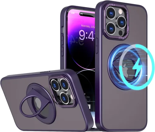 Vista 12 de ZCDAYE Funda para iPhone 13 Pro Max con soporte, iPhone 13 Pro Max, funda magnética para teléfono con soporte giratorio invisible, carga