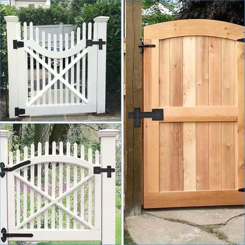 Vista 6 de Pestillo de puerta de valla abatible de granja de 6 pulgadas, 4 piezas de cerradura de puerta de granero resistente, cerradura de puerta rústica