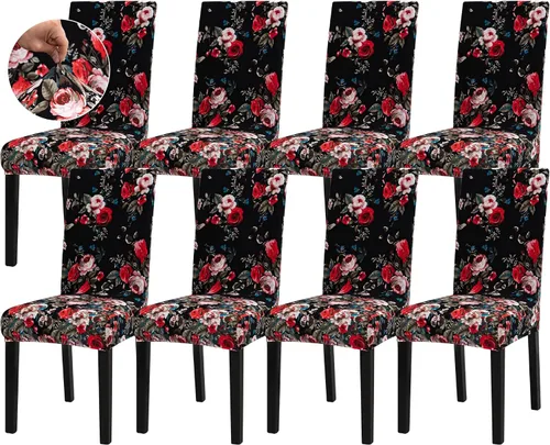Vista 34 de Sufdari Juego de 2 fundas para sillas de comedor, fundas para sillas de cocina, fundas para sillas Parsons, protectores de sillas de elastano