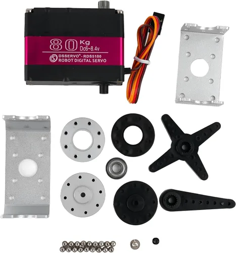 Vista 2 de RDS5180 176.4 lbs Servo digital de alto par 7.4 V servo de doble eje, engranaje de metal impermeable IP66 con soporte en forma de U para brazo robot