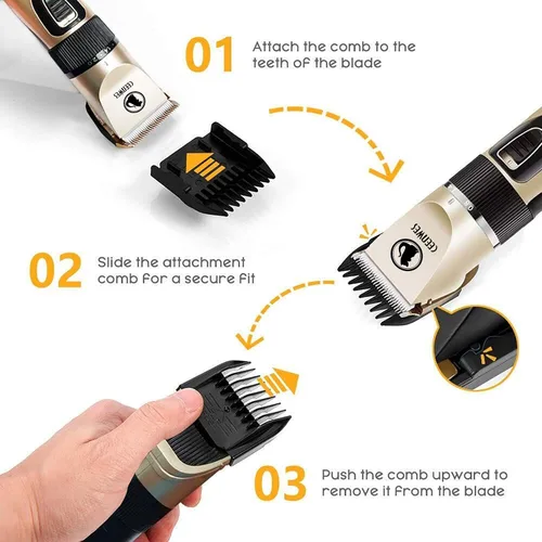 Vista 2 de Power Display - Cortadora de perros inalámbrica para perros, kit profesional para cortar caballos con hoja desmontable con 4 guías de peine