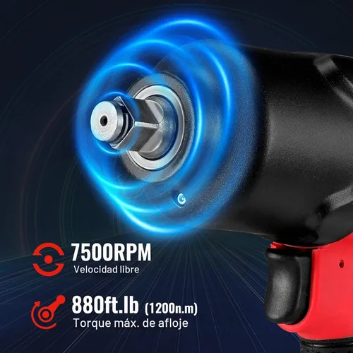 Vista 3 de WORKPRO Llave de impacto de aire de 1/2 pulgada, diseño ergonómico, par potente, amplia aplicación