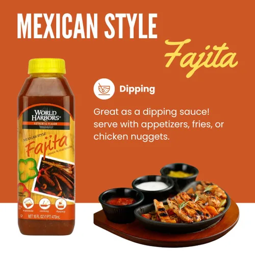 Vista 6 de World Harbors Marinada de fajita de estilo mexicano Puros Sabores Mexicanos Perfecto para carne de fajita, pollo fajita y verduras de fajita. El