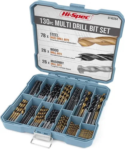 Vista 8 de Hi-Spec Tools - Juego de brocas de acero SAE HSS de 99 piezas para destornilladores de taladro - Brocas de 1/16 a 3/8 pulgadas para metal, plástico