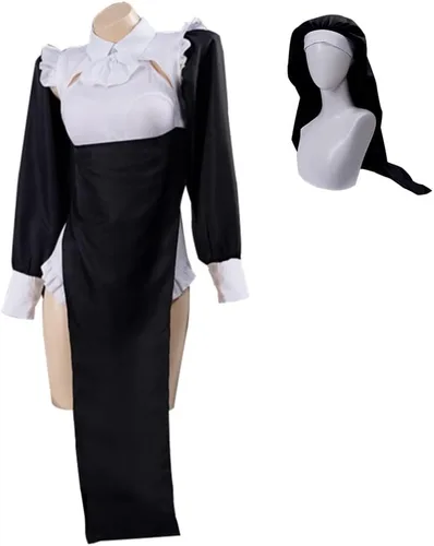 Vista 2 de Disfraz de monja gótica para mujer, uniforme de monja, conjunto completo de Halloween