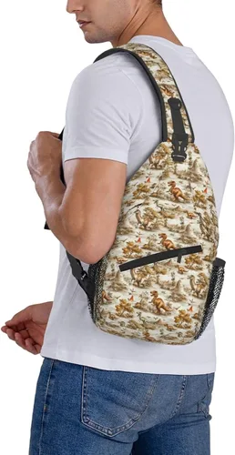 Vista 6 de Small Crossbody Bags for Women Men - Vintage Dinosaur Print Adjustable Shoulder Bag Fanny Packs Belt Sling Bag Crossbody Purses Backpack for Travel