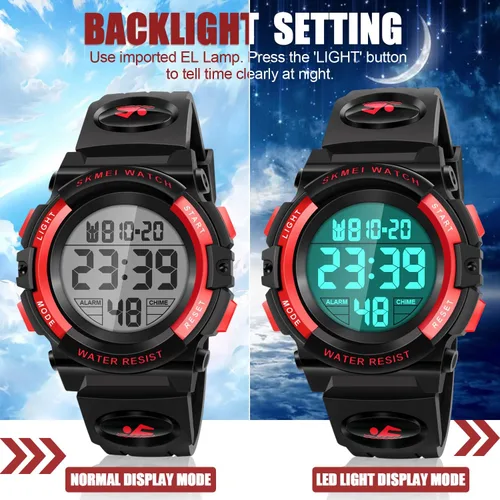 Vista 5 de Reloj impermeable multifuncional LED para niños - Regalos para niños