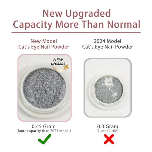 Vista 2 de Polvo cromado para uñas de ojo de gato, polvo cromado para esmalte de uñas de gel, pigmento de efecto ojo de gato plateado para decoración de diseño