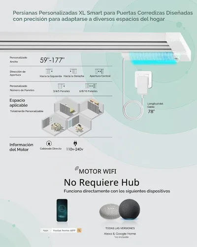 Vista 5 de Yoolax - Persianas deslizantes inteligentes personalizadas XL, persianas verticales de tela opacas para puertas de vidrio. Separador de habitación