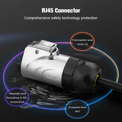 Vista 5 de Conector RJ45, conector circular industrial Ethernet impermeable IP67, conector de doble puerto de aviación 8P8C, conector de señal para el hogar