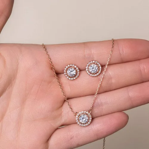 Vista 8 de A+O Regalo de dama de honor, poste de cristal o aretes de clip en plata, oro, oro rosa