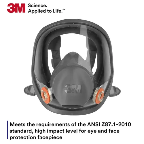 Vista 6 de 3M Completa pieza facial reutilizable, respirador serie 6000 (múltiples tamaños)., S, Negro, 1