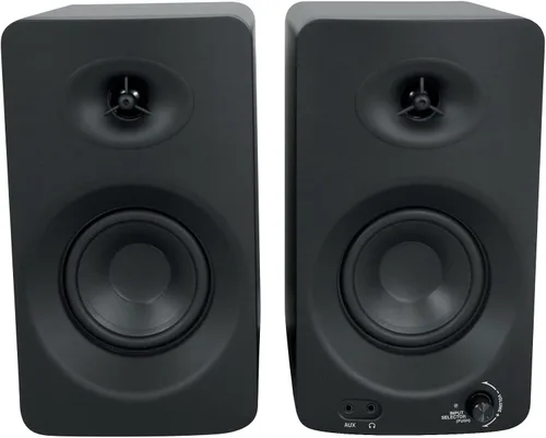 Vista 2 de Rockville ASM4 - Altavoces de monitor de estudio alimentados por USB, par de 4", 2 vías, 200W, color negro, Bluetooth, entrada óptica, perfectos
