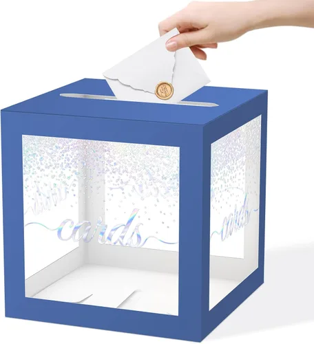Vista 18 de WNINK Caja transparente para tarjetas de regalo, caja de recepción de tarjetas para cumpleaños, boda, compromiso, despedida de soltera o baby