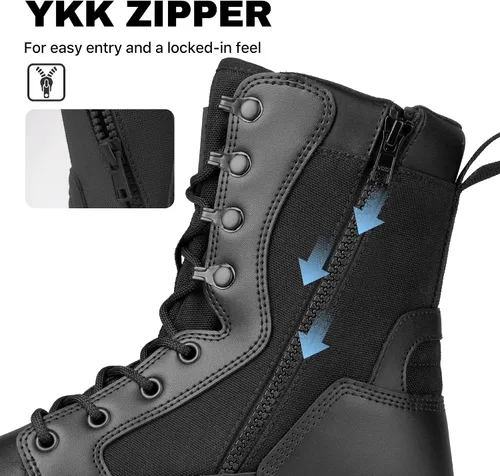 Vista 4 de FREE SOLDIER Men's Work Tactical Boots 8 Inches Side Zipper Lightweight Combat Boots Durable Suede Leather Military Boot Desert Boot