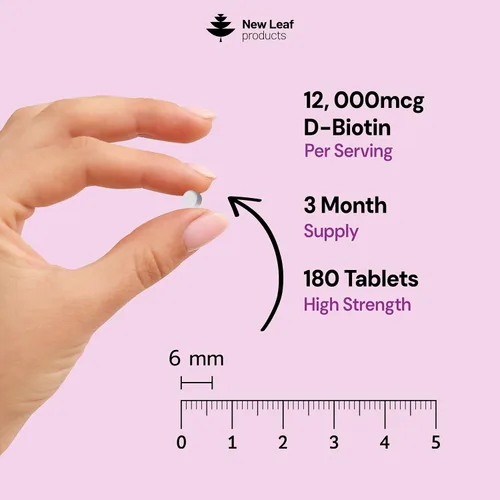 Vista 2 de Vitaminas Biotin para el cabello, la piel y las uñas, 12000 mcg de alta resistencia, promueve la salud del cabello, la piel y las uñas, vitaminas