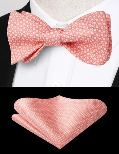 Vista 93 de HISDERN Pajaritas para hombre, diseño de lunares, corbatín y bolsillo cuadrado, clásico, esmoquin de negocios, boda, pajaritas, pañuelo