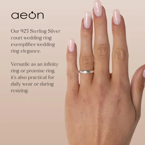 Vista 2 de Aeon Anillo de boda de plata de ley 925 30.197 in Ajuste cómodo para hombres y mujeres Tallas J-Z Calidad premium para momentos especiales