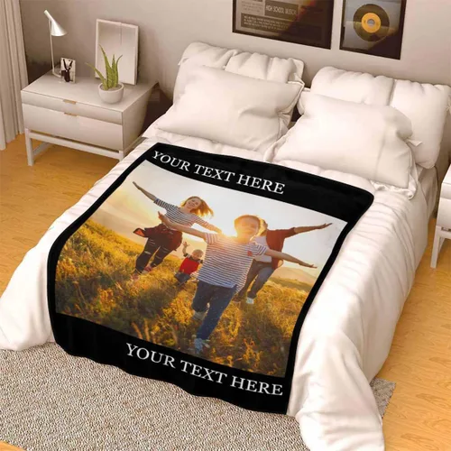 Vista 5 de Artsadd Mantas personalizadas con imágenes y texto con mis propias fotos para padres, niños, perros, mejores amigos o parejas, manta personalizada