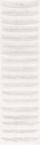 Vista 2 de SAFAVIEH Hi-Lo Shag Collection - Alfombra para pasillo, 2 pies 2 pulgadas x 8 pies, color beige, diseño moderno a rayas, no desprende pelusa