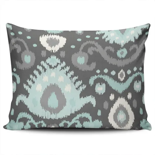 Vista 24 de Fundas de almohada decorativas Ikat con patrón de diamante en rojo y crema, cojín personalizable rectangular, tamaño 12 x 16 pulgadas, funda