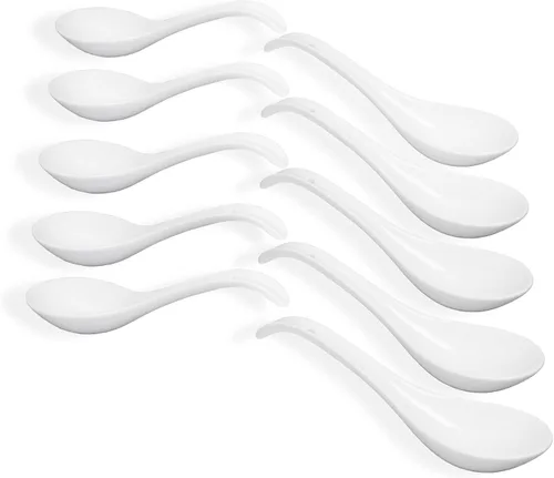 Vista 8 de Ceramic Asian Soup Spoon,Long handle for easy grip,Long handle for easy grip,6.0-inch set of 10,Suitable for Japanese ramen/Chinese