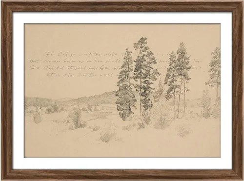 Vista 169 de MUDECOR Lienzo enmarcado prémium para pared, pinos nevados en bosque de invierno, ilustraciones modernas, arte contemporáneo, escénico, divertido