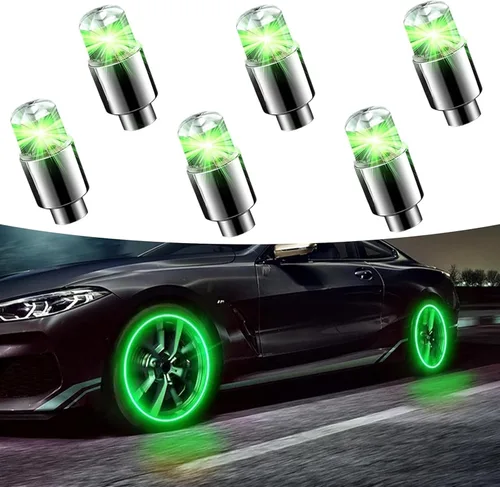 Vista 7 de 6 luces de válvula de neumático de automóvil, luz nocturna modificada fresca, luz de flash con sensor de choque, impermeable, tapa de luz LED, Azul