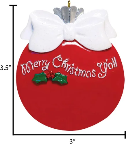 Vista 3 de Adorno de Navidad personalizado – Adorno personalizado para adornos de recuerdo de Navidad 2024 Feliz Navidad, Yall Texas, decoración de Navidad