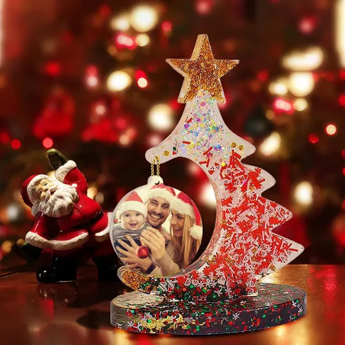 Vista 3 de Molde de silicona para marco de fotos de árbol de resina, moldes de resina de resina epoxi para bricolaje, adornos de Navidad, manualidades