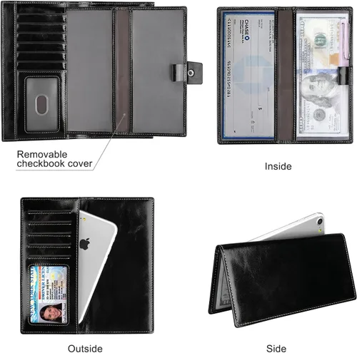 Vista 4 de Itslife Leather Wallet Women, Negro óleo, Classic