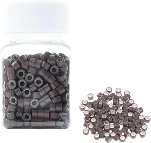 Vista 12 de 500 anillos de silicona con microeslabones de 0.197 in para extensiones de cabello, herramientas de microenlaces de aluminio para extensiones