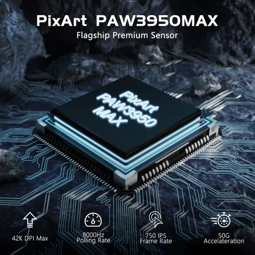 Vista 6 de ATTACK SHARK R6 - Mouse para juegos SUPERLIGHT de 1.38 oz, sensor de juego PixArt PAW3950MAX, mouse inalámbrico 8K, MCU Nodic 52840, BT2.4Gmouse