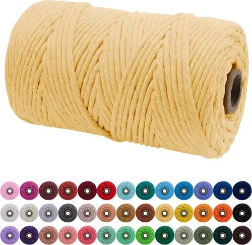 Vista 138 de JeogYong Cordón de macramé de un solo hilo 3 mm x 109 yardas (328 pies) Cuerda de algodón suave Hilo de macramé de 3 mm, suministros de macramé