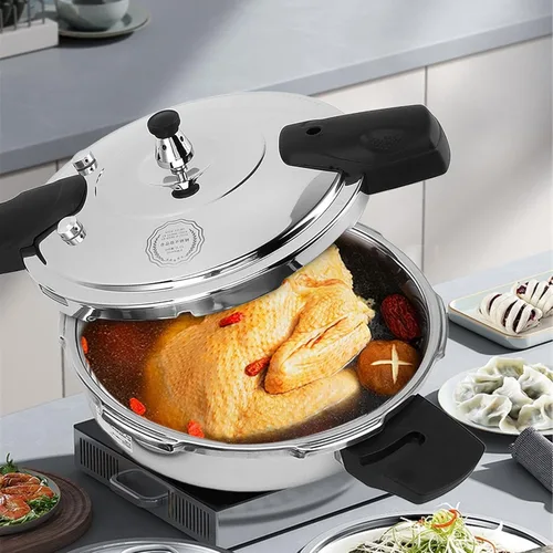 Vista 2 de Fdit Olla a presión de acero inoxidable Cocina eficiente Diseño multifuncional Conducción rápida de calor Estufas de gas eléctricas de doble