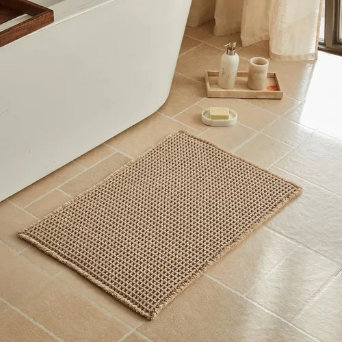 Vista 47 de Triohero Tapete de baño con diseño de gofre, tapete de baño pequeño y bohemio, antideslizante, lavable, ultra suave, súper absorbente, de secado