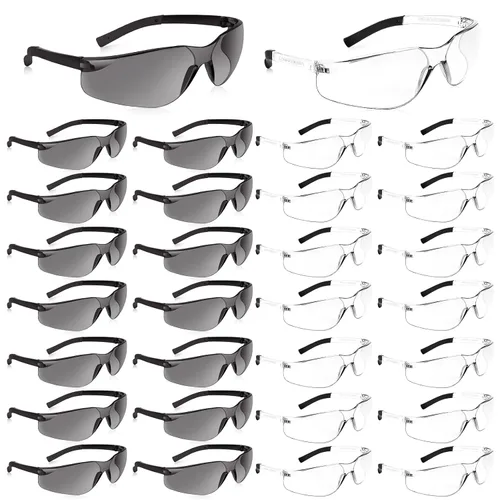 Vista 9 de Salfboy Gafas de seguridad transparentes a granel de 10 ANSI Z87.1, gafas protectoras resistentes a arañazos para trabajo, laboratorio, construcción