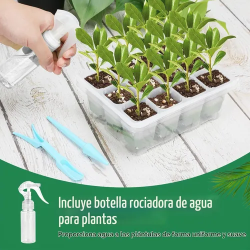 Vista 5 de Bandeja de inicio de semillas reutilizable, paquete de 4 unidades de silicona para iniciar semillas de plantas con cúpula y tapa ajustables