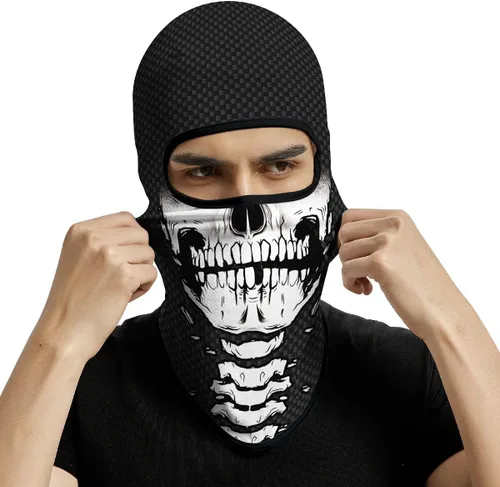 Vista 40 de Pasamontañas 3D, máscara de cara completa, resistente al viento, máscara de esquí con calavera táctica para motocicleta, ciclismo, Halloween