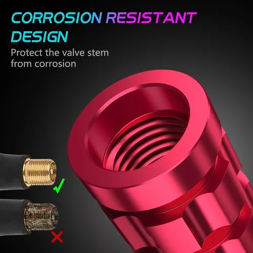 Vista 2 de Aluminum Tire Valve Stem Caps for Fiat, Anti-Rust Tires Air Valve Cap Stem Covers Corrosion-Resistant Automotive Exterior Accessories,L-Rot/E