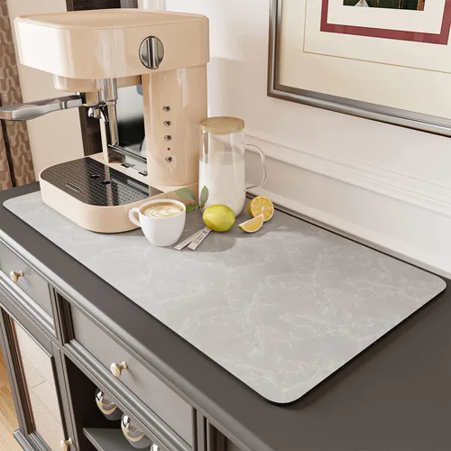 Vista 31 de AMOAMI Tapete de café absorbente con parte trasera de goma para secar platos para encimera de cocina, accesorios de bar para debajo de la cafetera