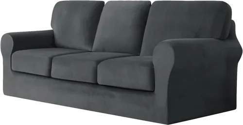 Vista 62 de Funda de sofá con fundas de cojín de asiento separadas y fundas de respaldo, fundas elásticas para sofá, fundas protectoras de terciopelo